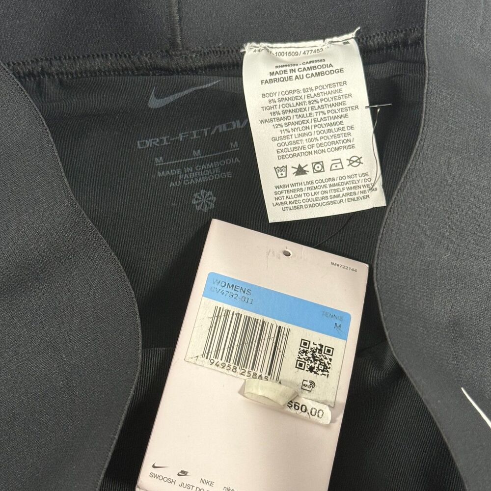 NWT Nike Dri-FIT Black 2-in-1 Tennis Shorts Built-In Compression Size M Medium - Picture 8 of 9